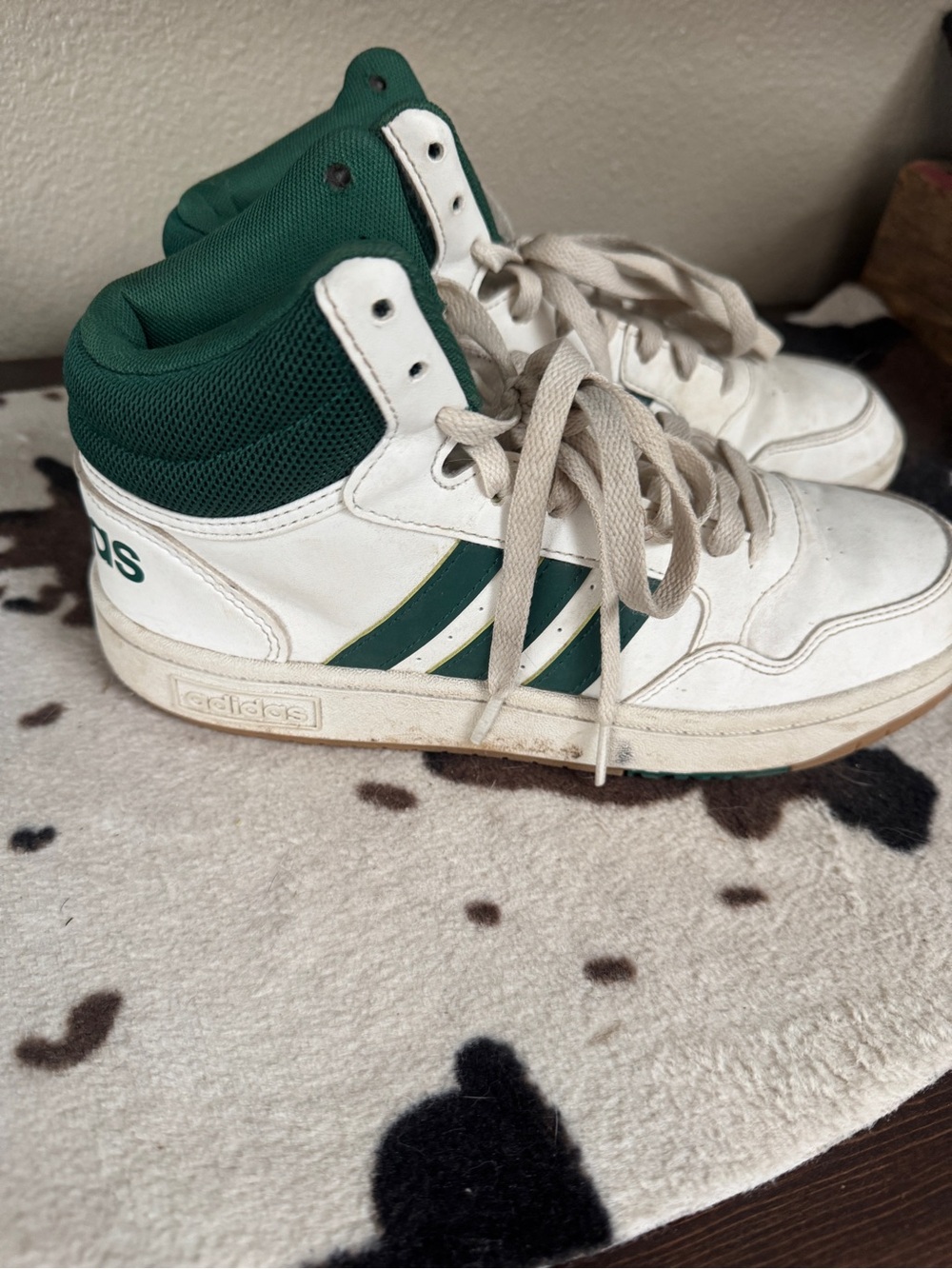 adidas White Canvas Sneakers with Green Tongue